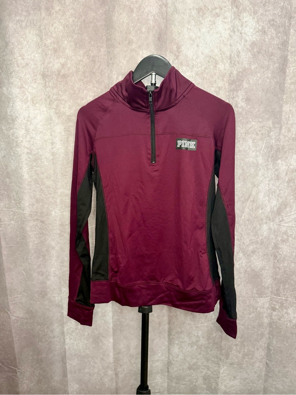 PINK Ultimate Victoria's Secret Burgundy and Black Quarter Zip
